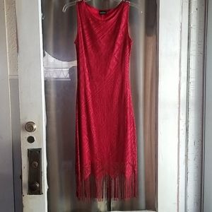 Red lace dress w/fringes on bottom